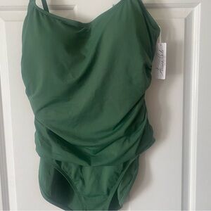 Anne Cole - Shirred Lingerie Maillot One Piece
Swimsuit-Size 16 Green